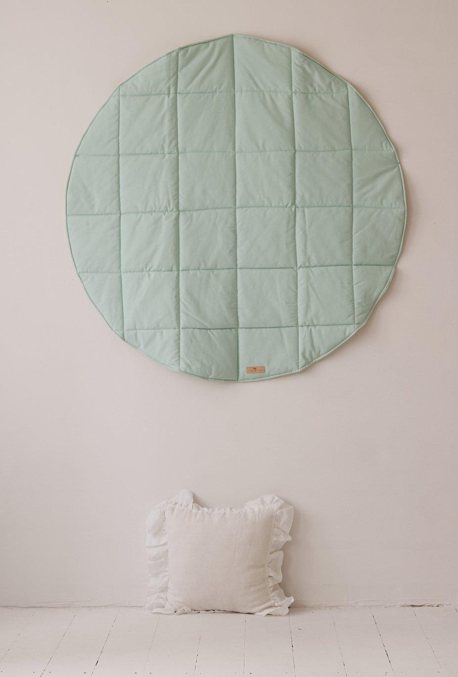 “Mint and Beige” Round Cotton Mat by Moi Mili - Sumiye Co