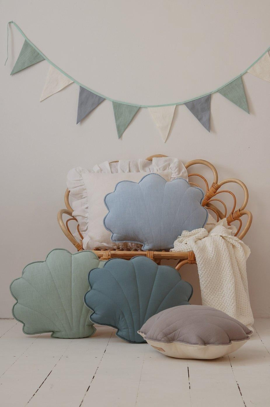 Linen “Mint” Shell Pillow