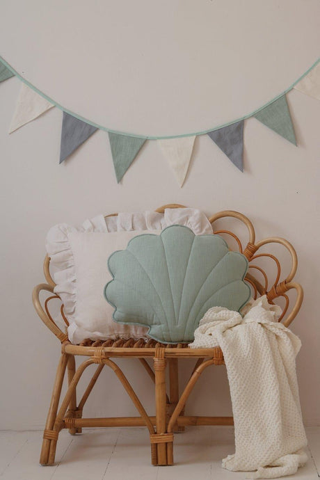 Linen “Mint” Shell Pillow