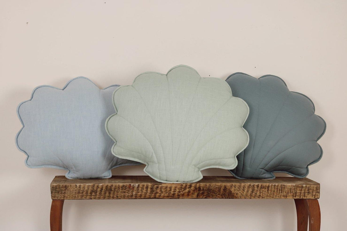 Linen “Mint” Shell Pillow