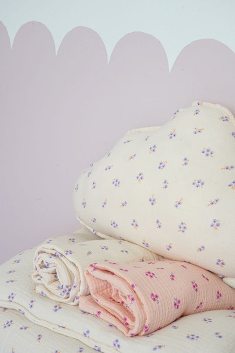 Muslin Baby Swaddle Blanket "Pink forget-me-not" by Moi Mili - Sumiye Co