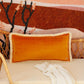 Soft Velvet "Mustard" Bolster Pillow with Fringe by Moi Mili