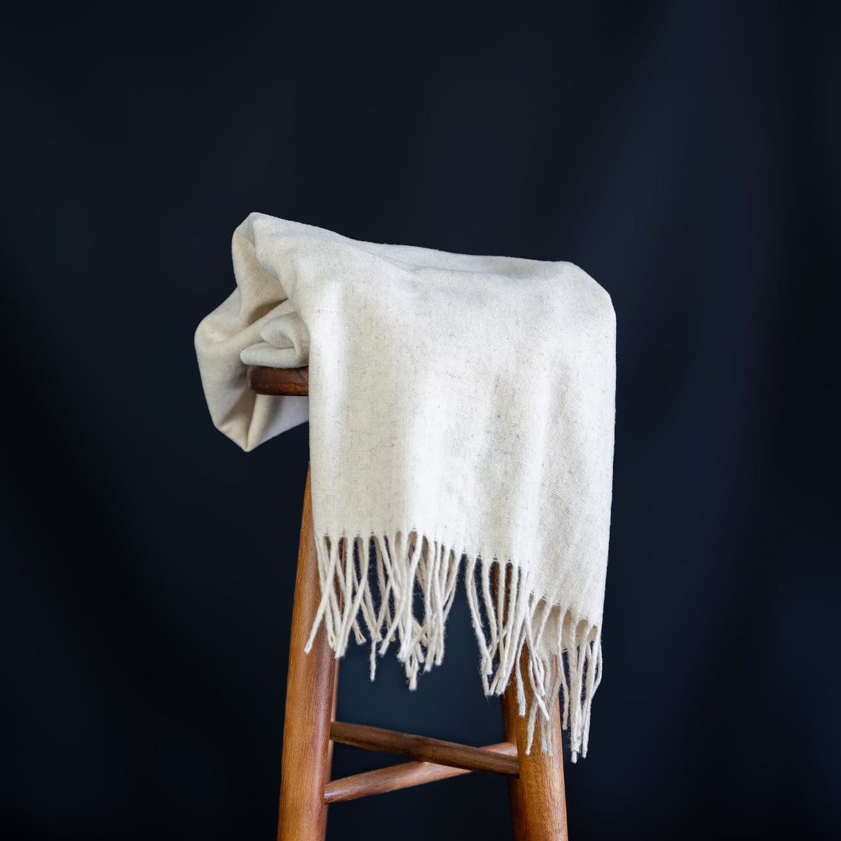 Natural Wool Statement Scarf - Ecru