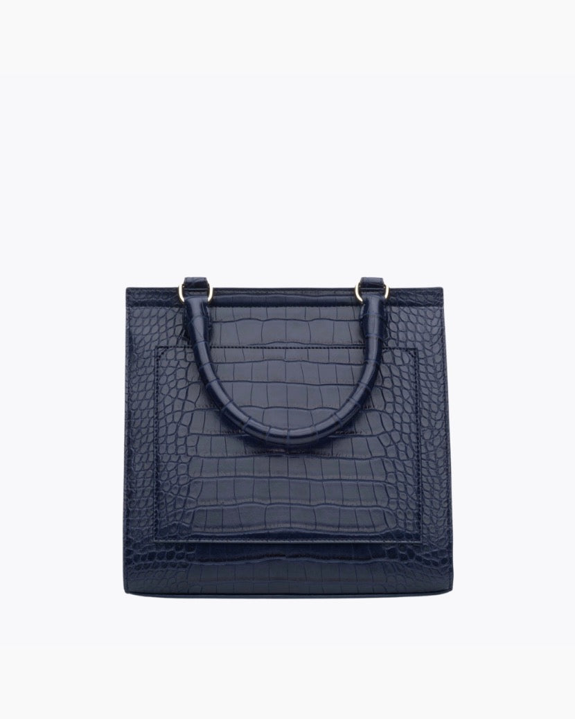 The Luncher - Navy Croc | Designer Lunch Bags & Totes