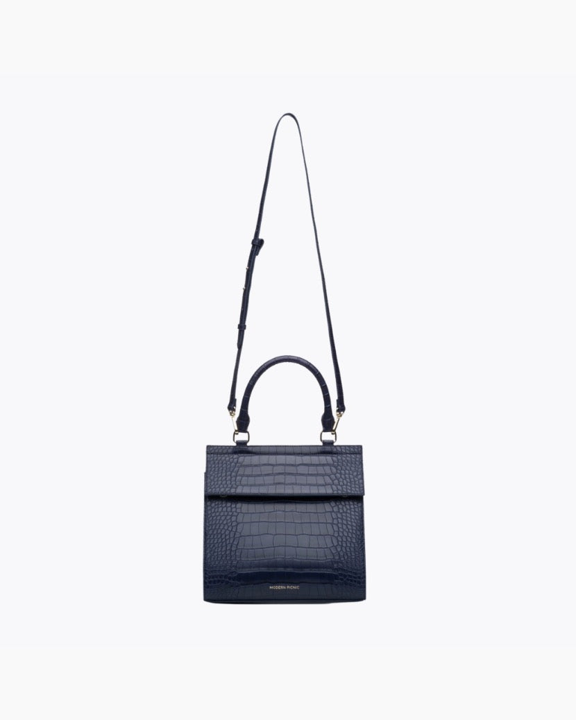 The Luncher - Navy Croc | Designer Lunch Bags & Totes