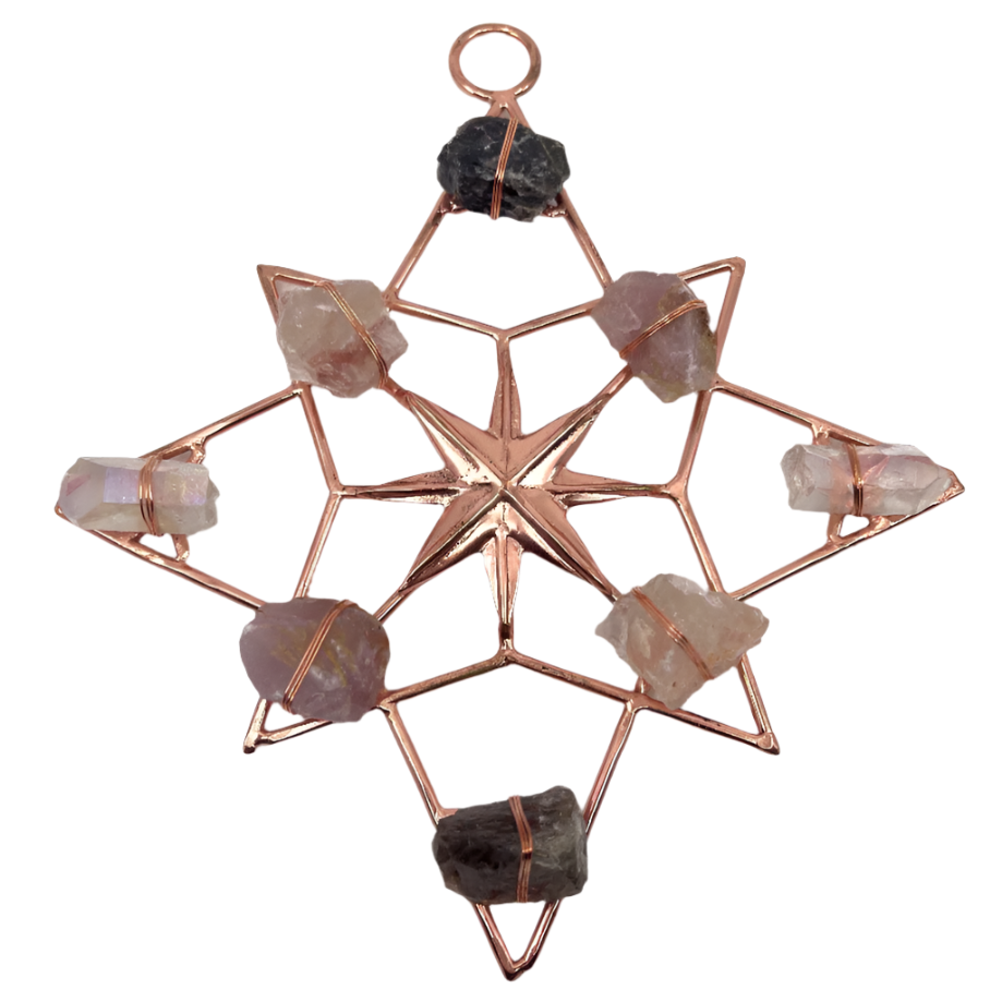 North Star Healing Crystal Grid Smokey, Aura, Fire, Lavender Rose Quartz - Sumiye Co