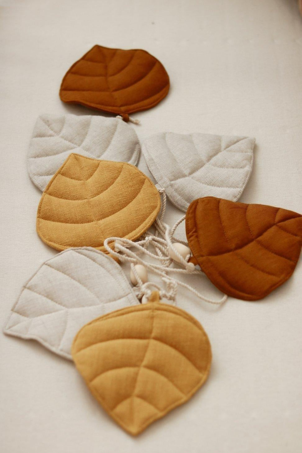 Leaves Garland Linen “Ochre” | Nursery & Kids Room Decor - Sumiye Co