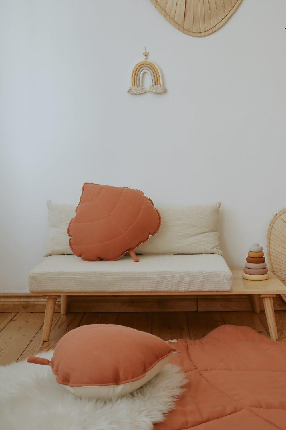 Leaf Pillow Linen “Papaya” | Kids Room & Nursery Decor