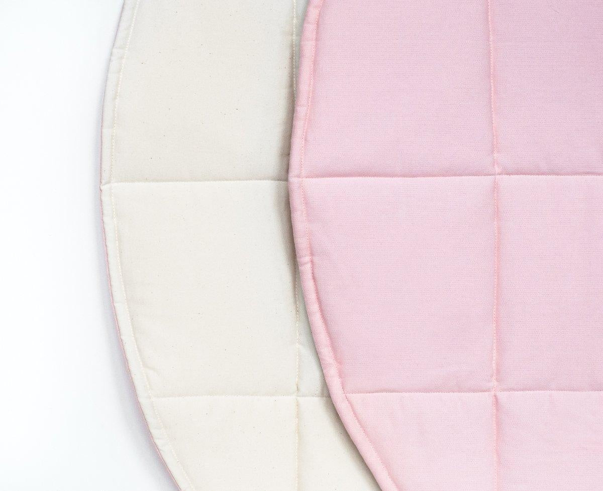 “Pink and Beige” Round Cotton Mat by Moi Mili
