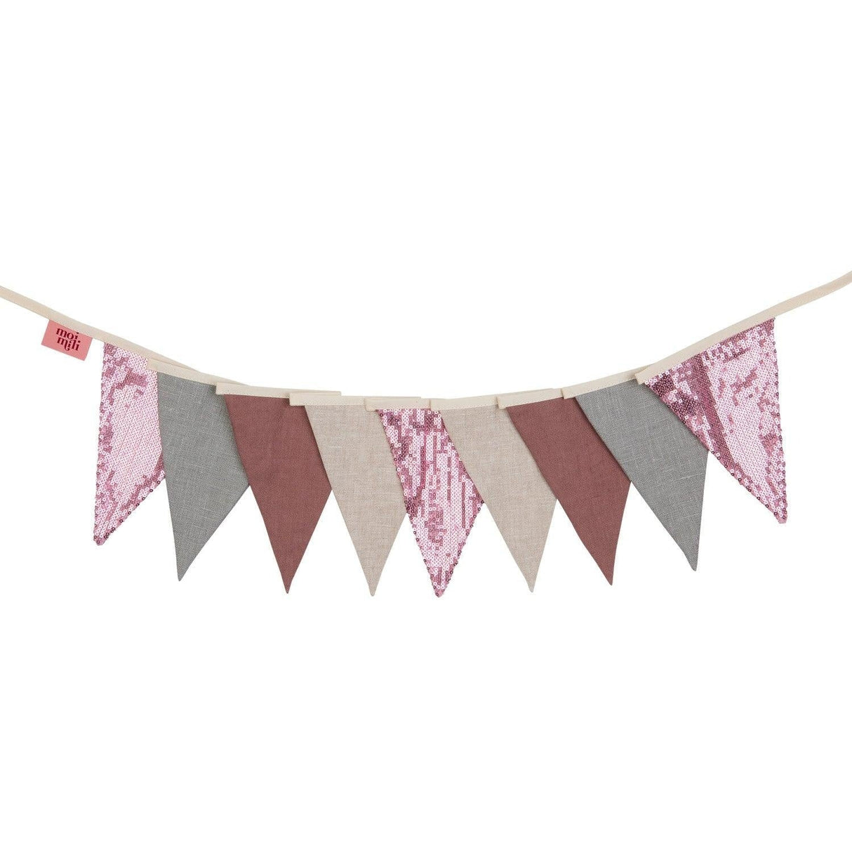 Bunting Cotton Garland “Pink and Grey” Sequins | Nursery & Kids Room Decor - Sumiye Co