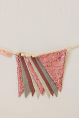 Bunting Cotton Garland “Pink and Grey” Sequins | Nursery & Kids Room Decor - Sumiye Co