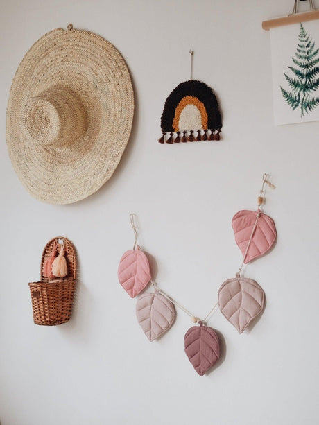 Leaves Garland Linen “Pink” | Nursery & Kids Room Decor - Sumiye Co