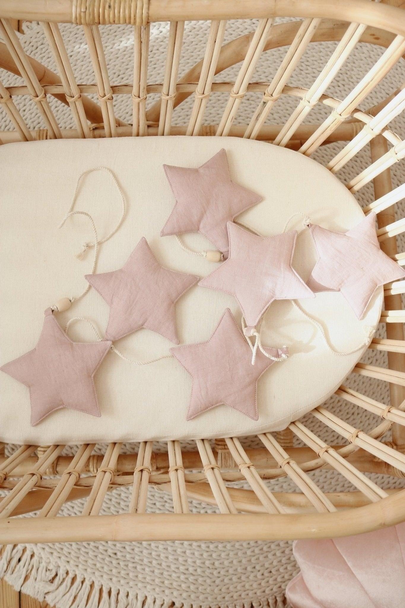 Stars Garland Linen “Pink Powder” | Nursery & Kids Room Decor