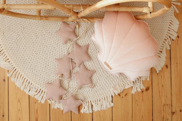 Stars Garland Linen “Pink Powder” | Nursery & Kids Room Decor