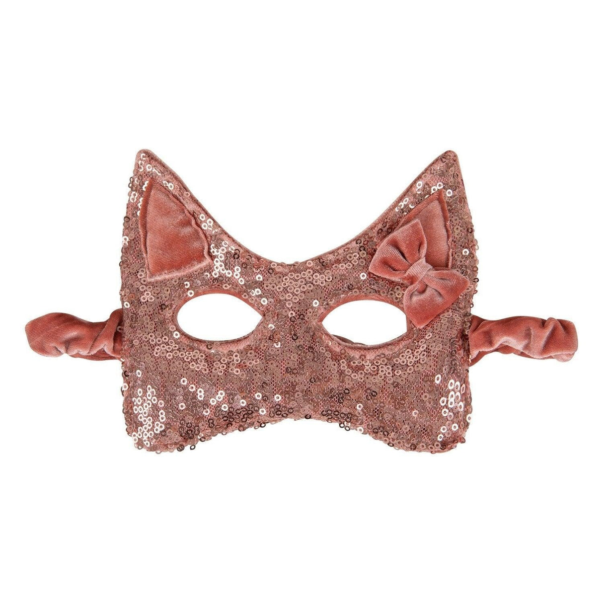 Kids Mask Pink Sequins Cat With Bow