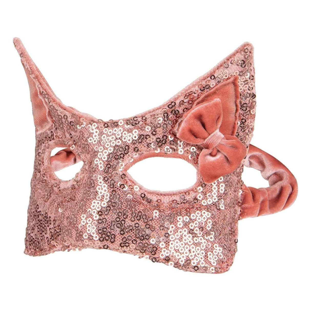 Kids Mask Pink Sequins Cat With Bow