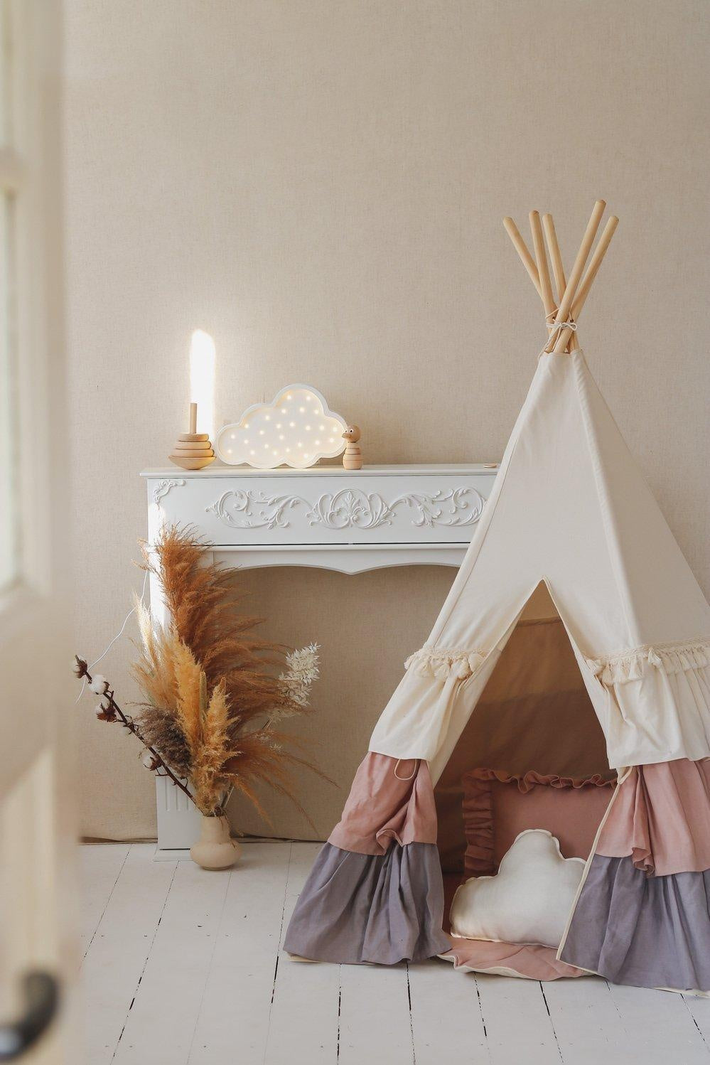 Teepee Tent “Powder Frills” with Frills - Sumiye Co