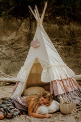 Teepee Tent “Powder Frills” + "Powder Pink" Shell Mat Set - Sumiye Co