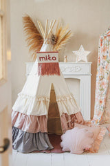 Teepee Tent “Powder Frills” + "Powder Pink" Shell Mat Set - Sumiye Co