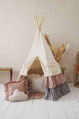 Teepee Tent “Powder Frills” + "Powder Pink" Shell Mat Set - Sumiye Co