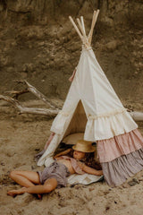 Teepee Tent “Powder Frills” + "Powder Pink" Shell Mat Set - Sumiye Co