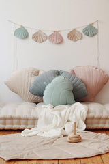 Leaf Pillow Velvet “Powder Mint” | Kids Room & Nursery Decor - Sumiye Co