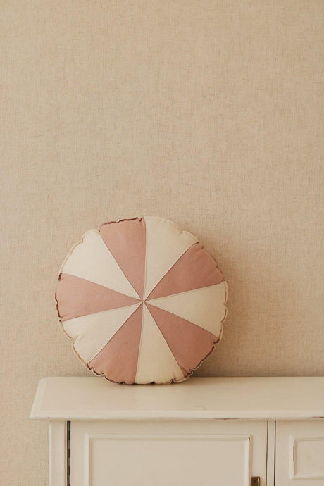 “Powder Pink Circus” Round Patchwork Pillow