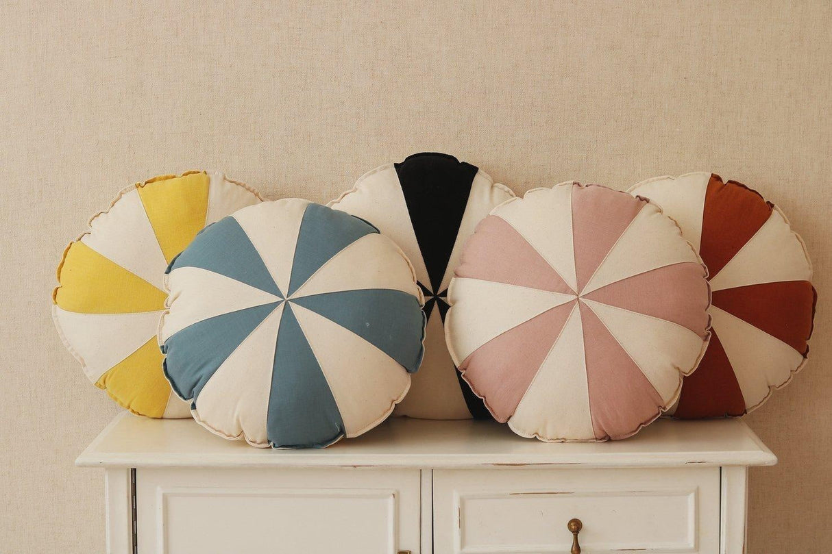 “Powder Pink Circus” Round Patchwork Pillow