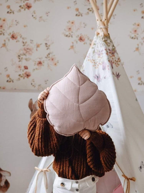 Leaf Pillow Linen “Powder Pink” | Kids Room & Nursery Decor - Sumiye Co