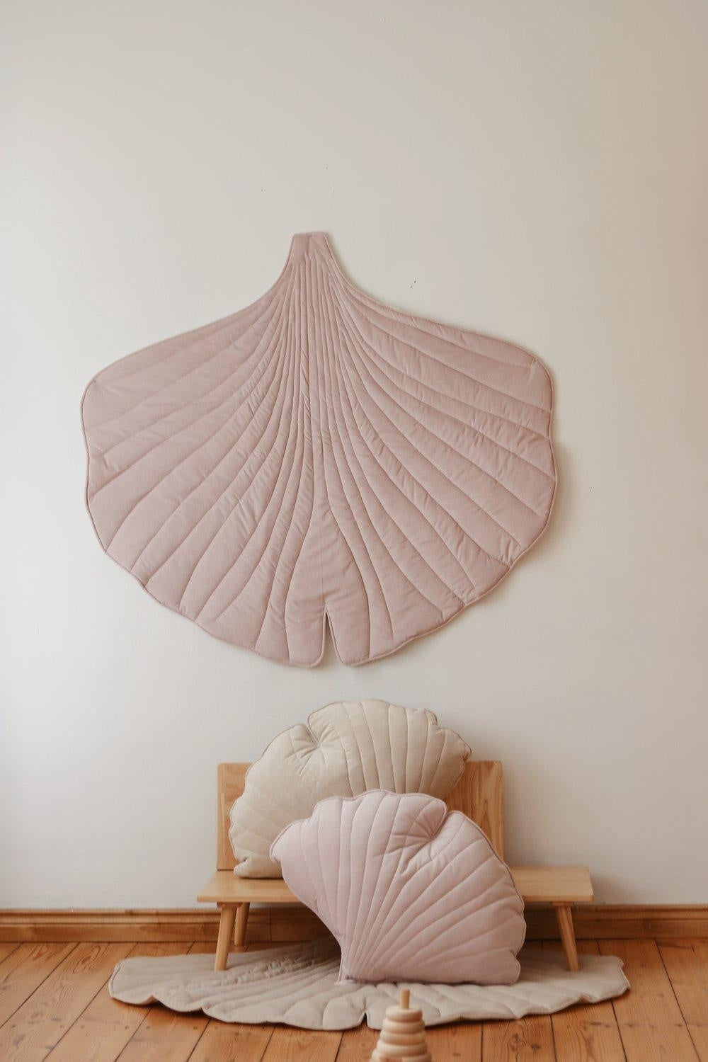 Ginkgo Leaf Pillow Velvet “Powder Pink” | Kids Room & Nursery Decor - Sumiye Co