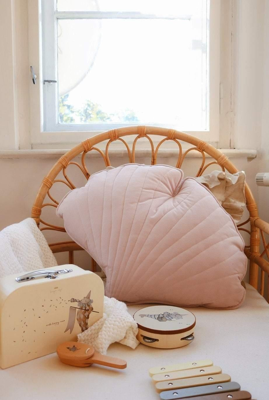 Ginkgo Leaf Pillow Velvet “Powder Pink” | Kids Room & Nursery Decor - Sumiye Co