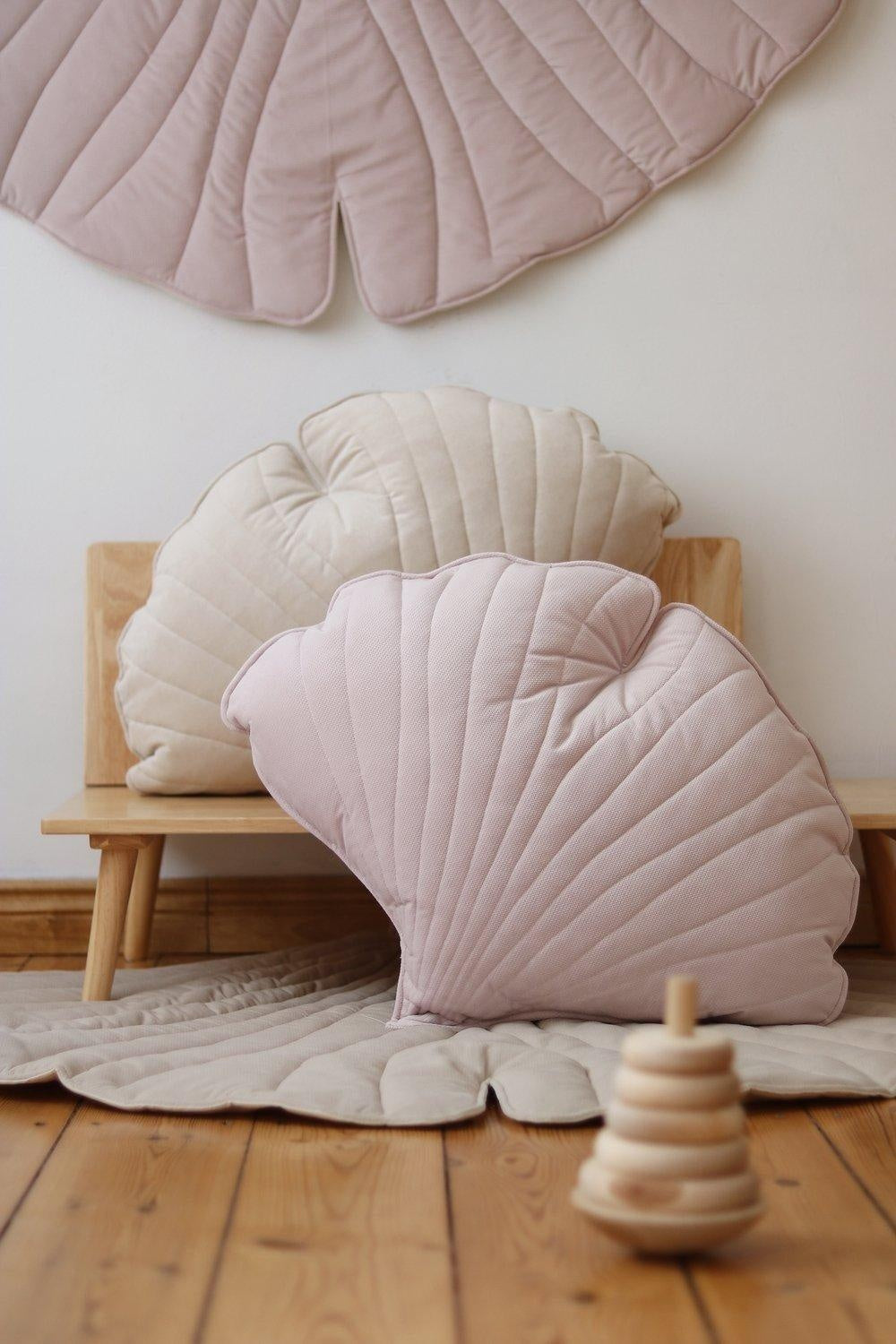 Ginkgo Leaf Pillow Velvet “Powder Pink” | Kids Room & Nursery Decor - Sumiye Co