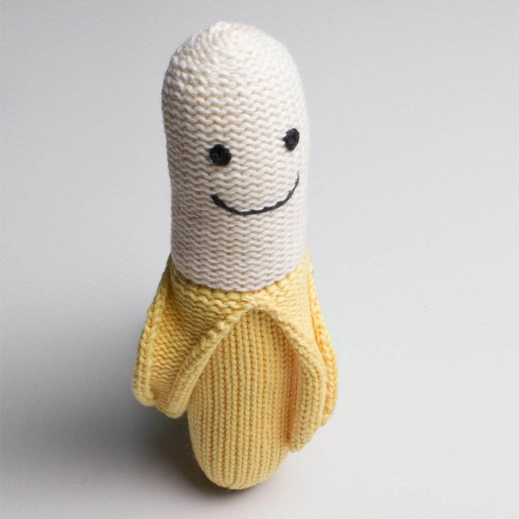 Organic Baby Toys - Newborn Rattles Knit Banana by Estella - Sumiye Co