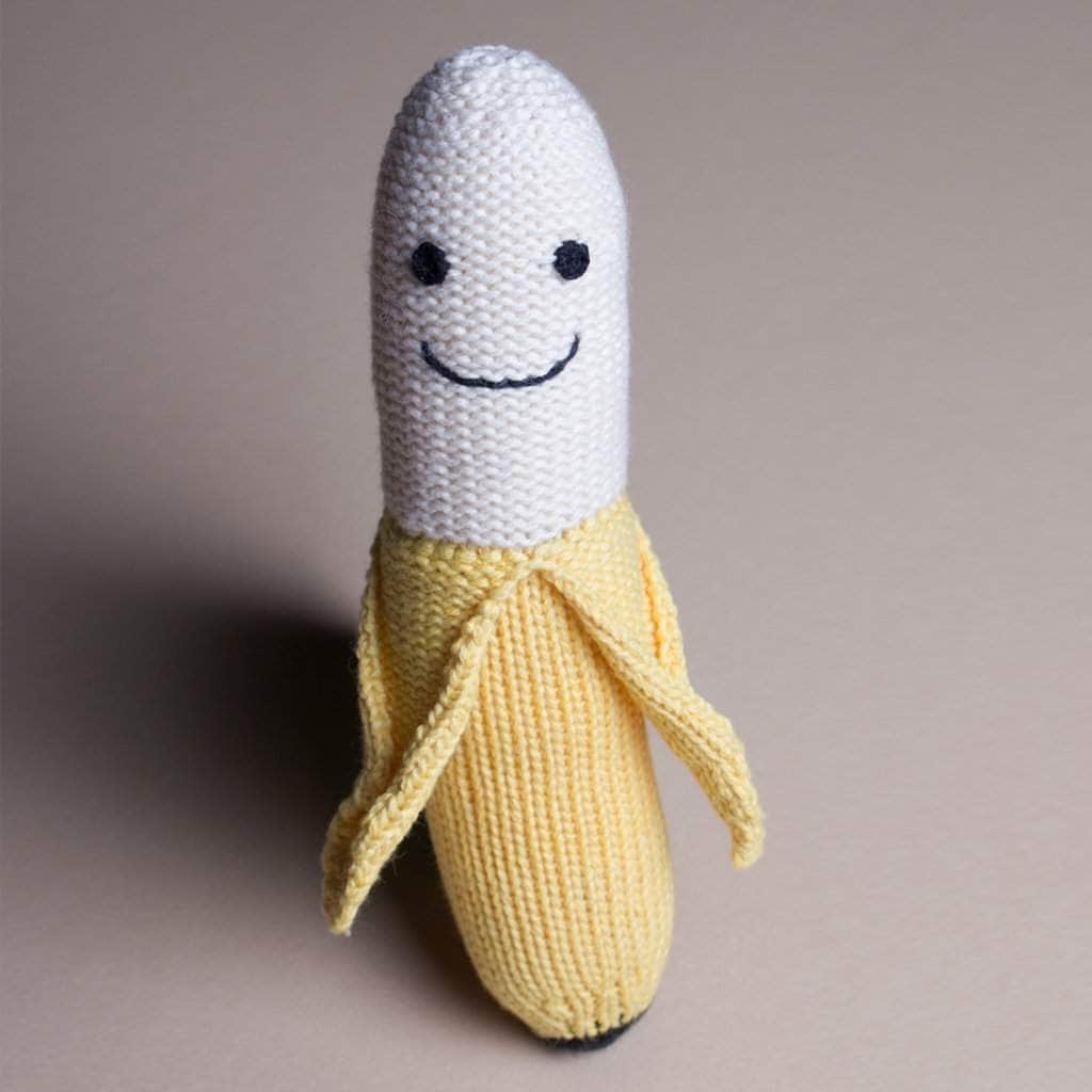 Organic Baby Toys - Newborn Rattles Knit Banana by Estella - Sumiye Co