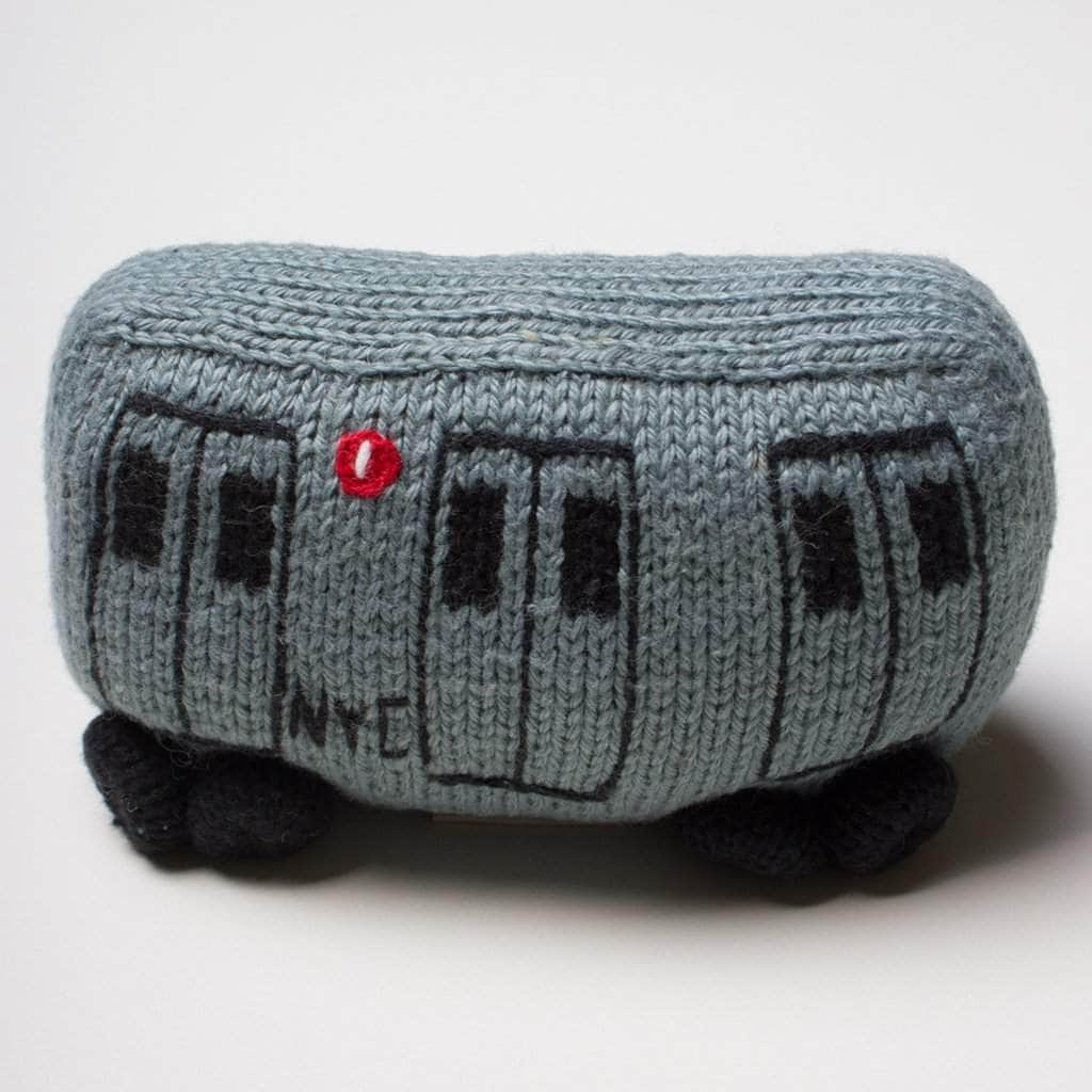 Organic Baby Toys - Newborn Knit Rattles | Subway Train Car by Estella - Sumiye Co