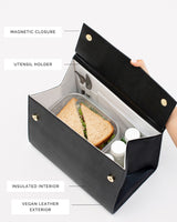 The Large Luncher  - Black Lizard | Designer Lunch Bags & Totes