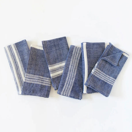 Aden Cloth Napkins - Navy / Natural Hand-Spun Cotton - Set of 4 - Sumiye Co