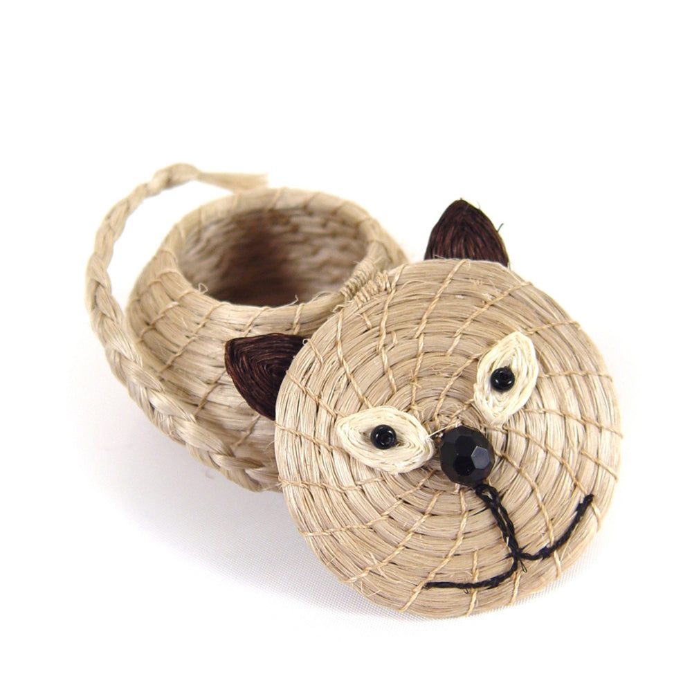 Kids Cool Cat Tiny Lidded Basket 2" x 2.5" - Sumiye Co