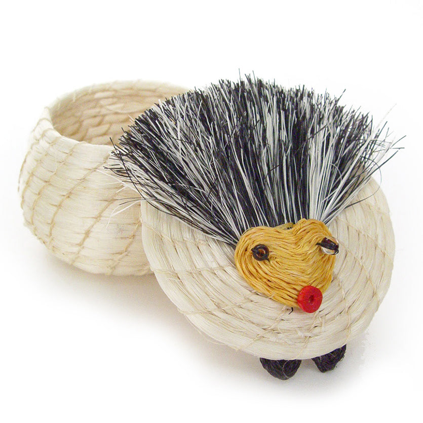 Kids Hedgehog Tiny Lidded Basket 2" x 2.5" - Sumiye Co