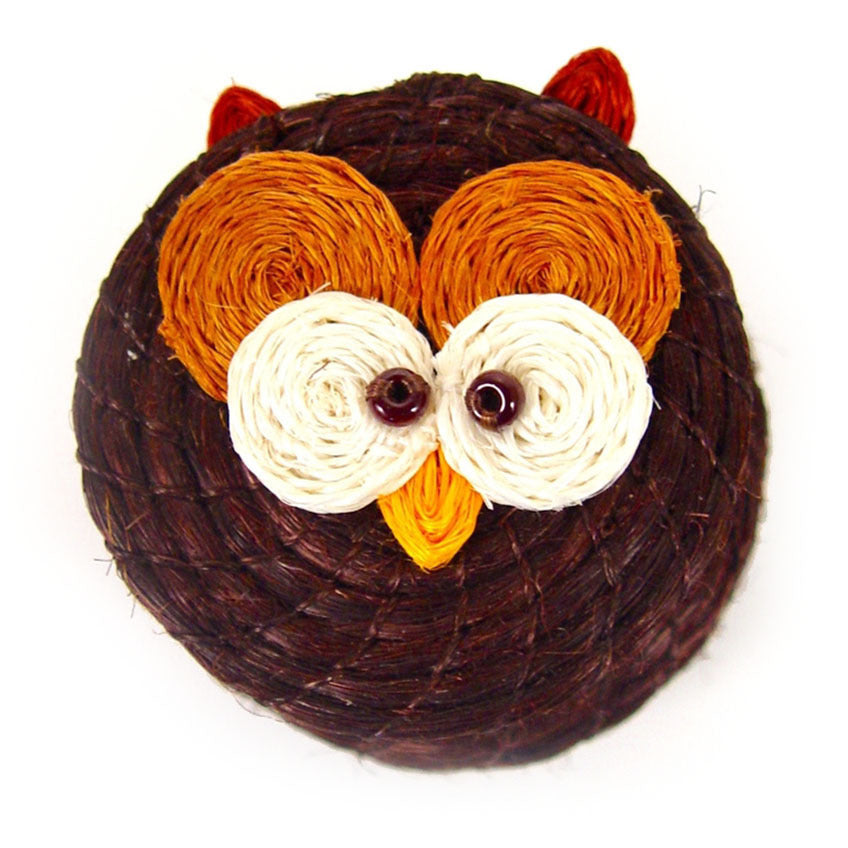 Kids Owl Tiny Lidded Basket 2" x 2.5" - Sumiye Co