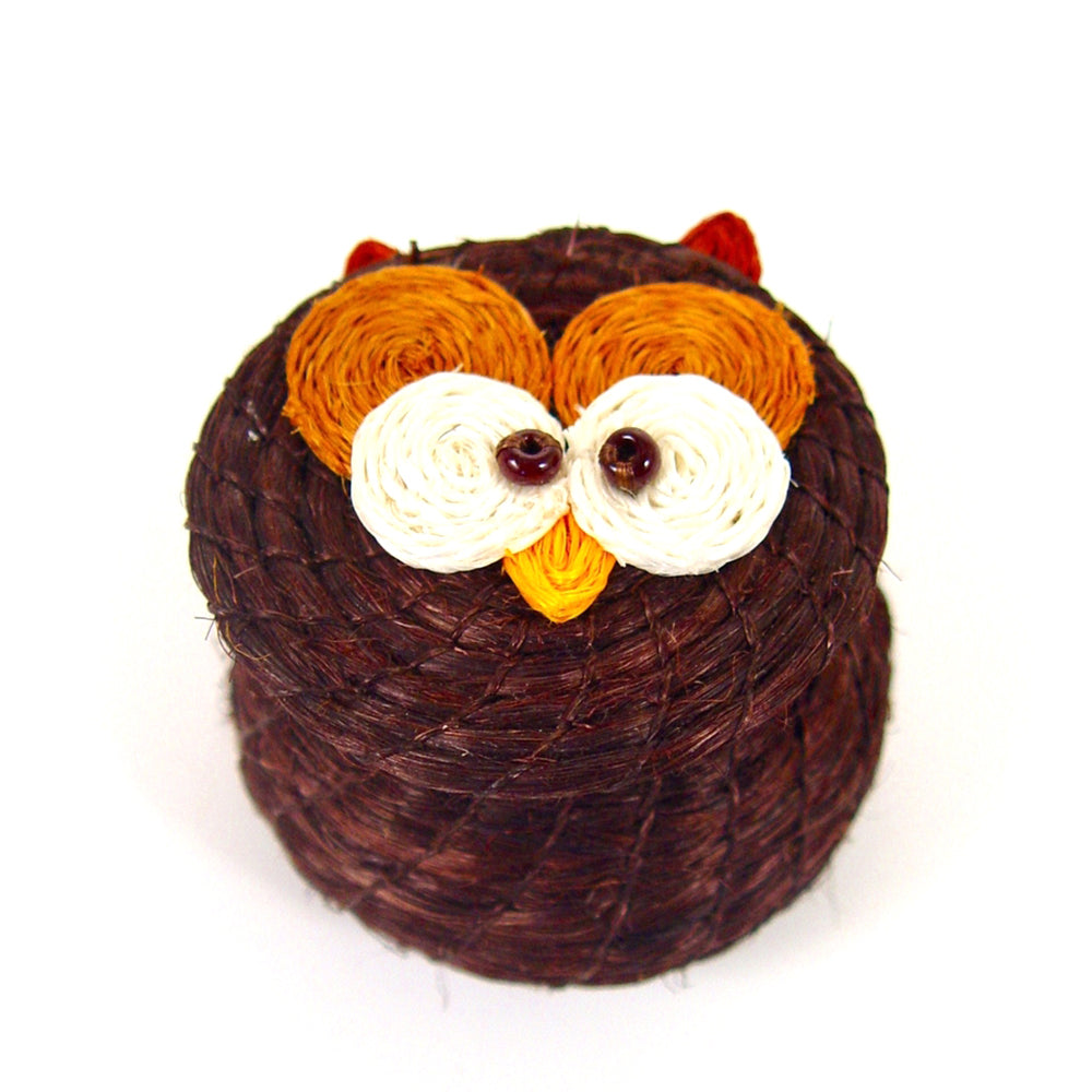 Kids Owl Tiny Lidded Basket 2" x 2.5" - Sumiye Co