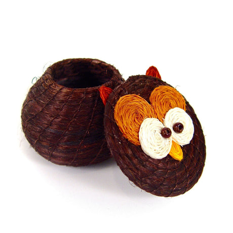 Kids Owl Tiny Lidded Basket 2" x 2.5" - Sumiye Co