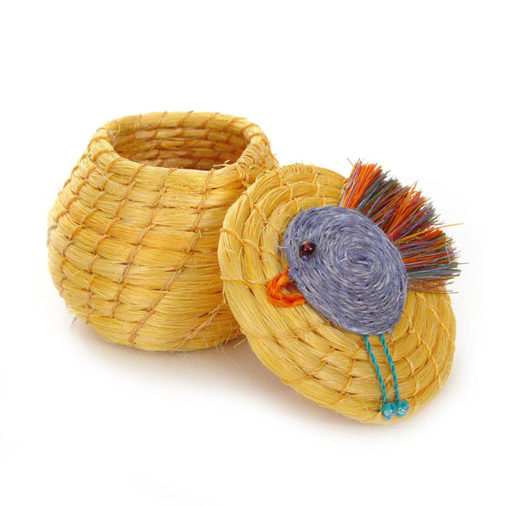 Kids Singing Birdie Tiny Lidded Basket 2" x 2.5" - Sumiye Co