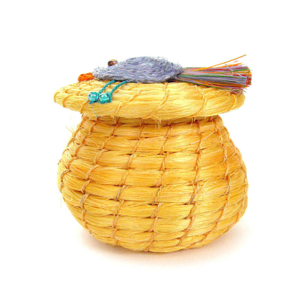 Kids Singing Birdie Tiny Lidded Basket 2" x 2.5"