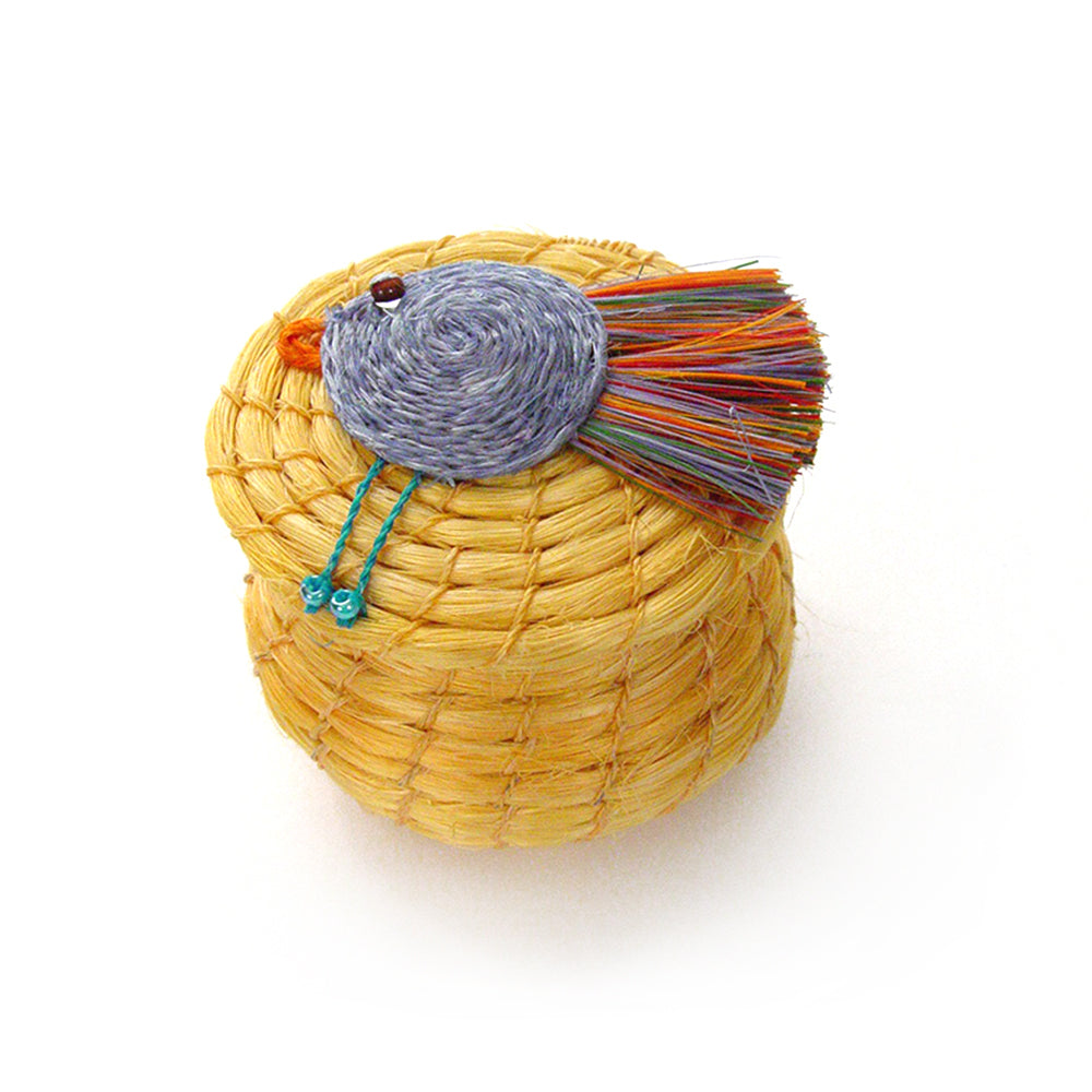 Kids Singing Birdie Tiny Lidded Basket 2" x 2.5"