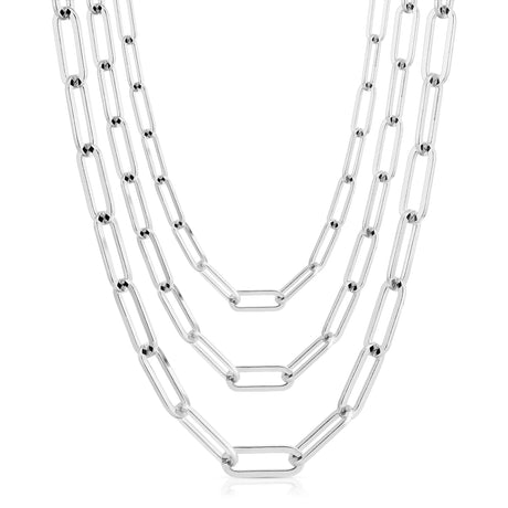 6.5mm Triple Large Elongated Link Chain Necklace - Sumiye Co