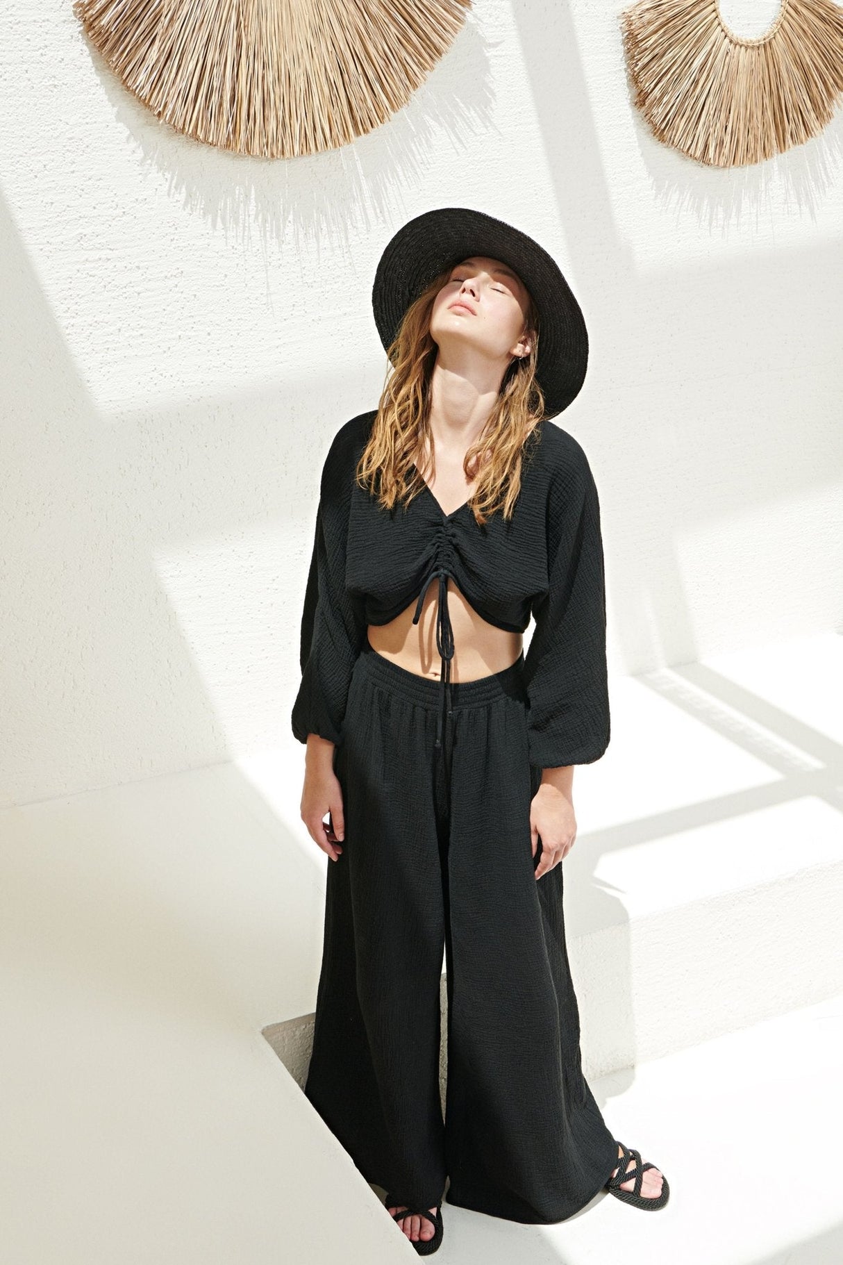 Skye Palazzo Pants - Black - Sumiye Co