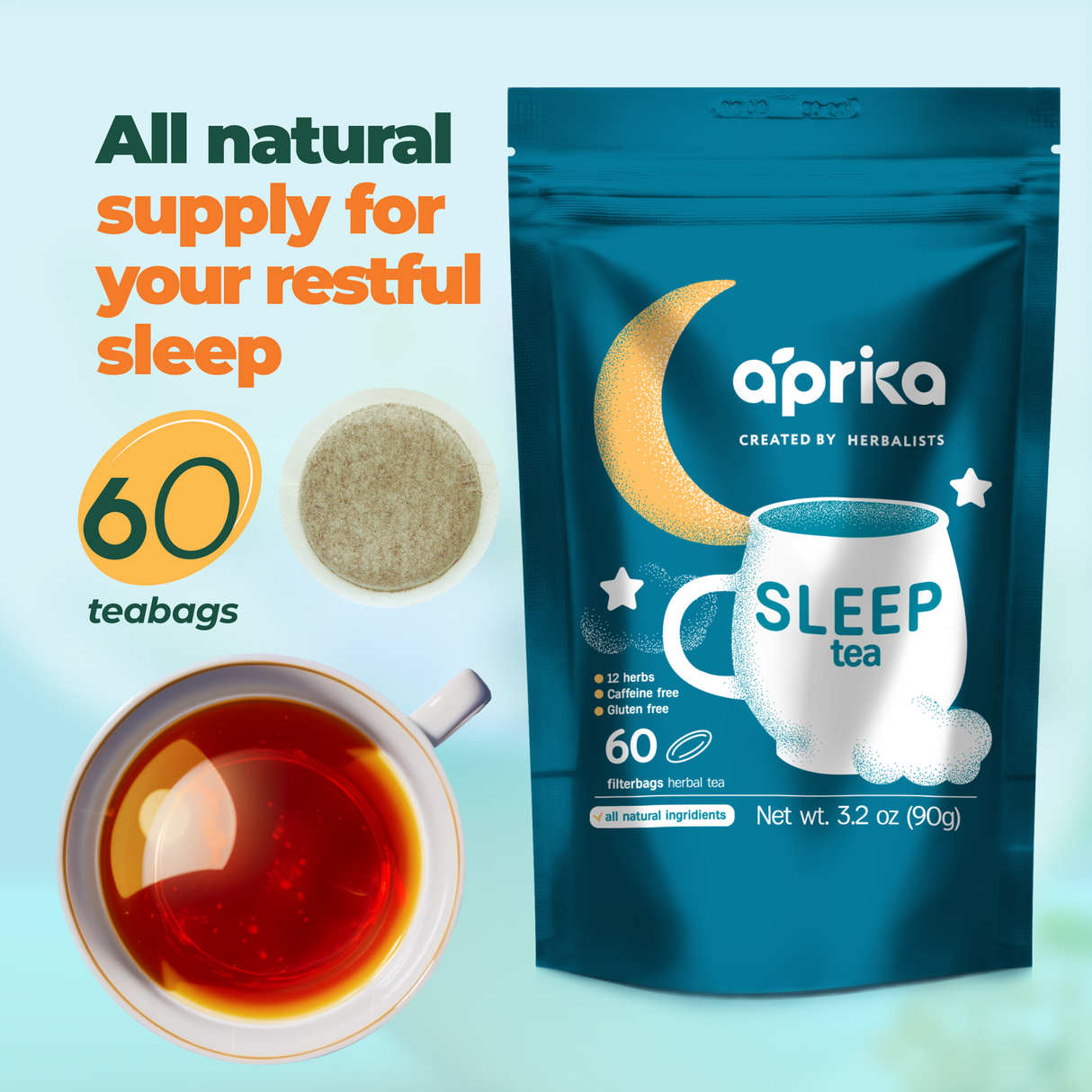 Herbal Sleep Tea with Sleep Guide, 60 bags \