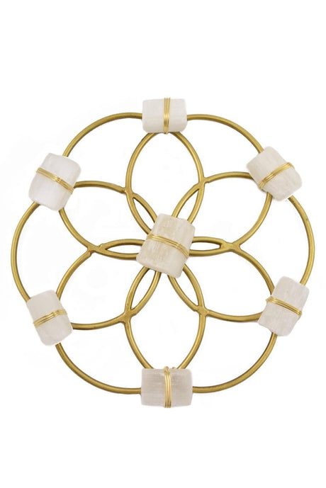 Small Flower of Life Healing Crystal Grid - Selenite - Sumiye Co