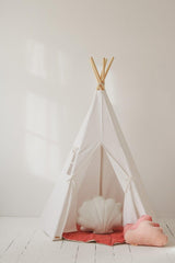 Teepee Tent “Snow White” + "White and Grey" Leaf Mat Set - Sumiye Co